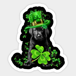 Labrador Pup Leprechaun Lucky Shamrock St Patrick's Day Sticker